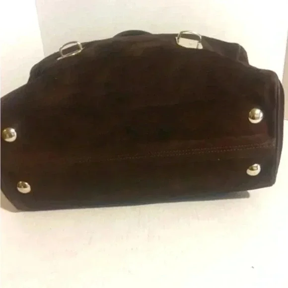 Jane August Unsex chocolate suede hobo shoulder handbag